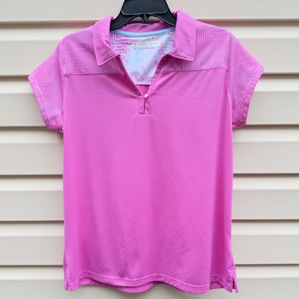 Women’s Pebble Beach Dry Luxe Golf Shirt- XL Pink